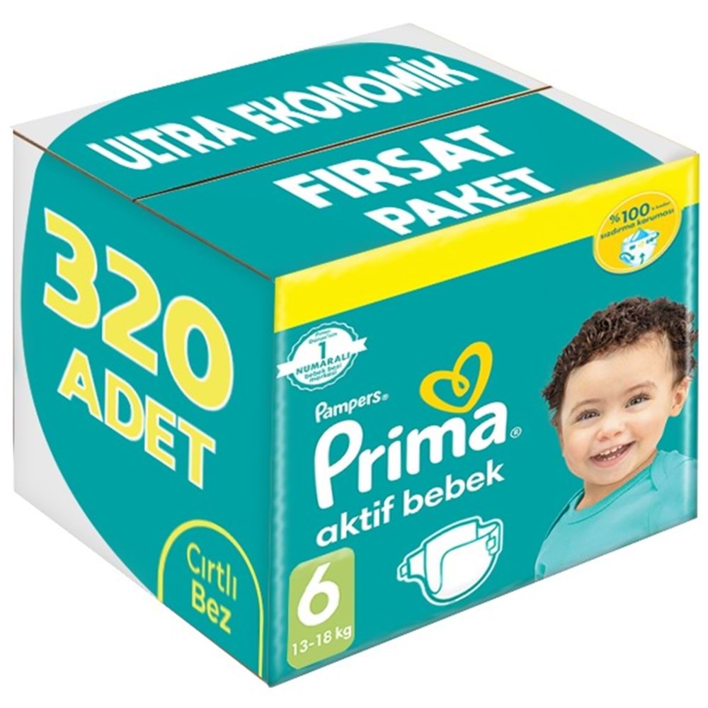 Prima Bebek Bezi 6 Beden 13-18 KG Extra Large 320 Adet Ultra Ekonomik Fırsat Pk