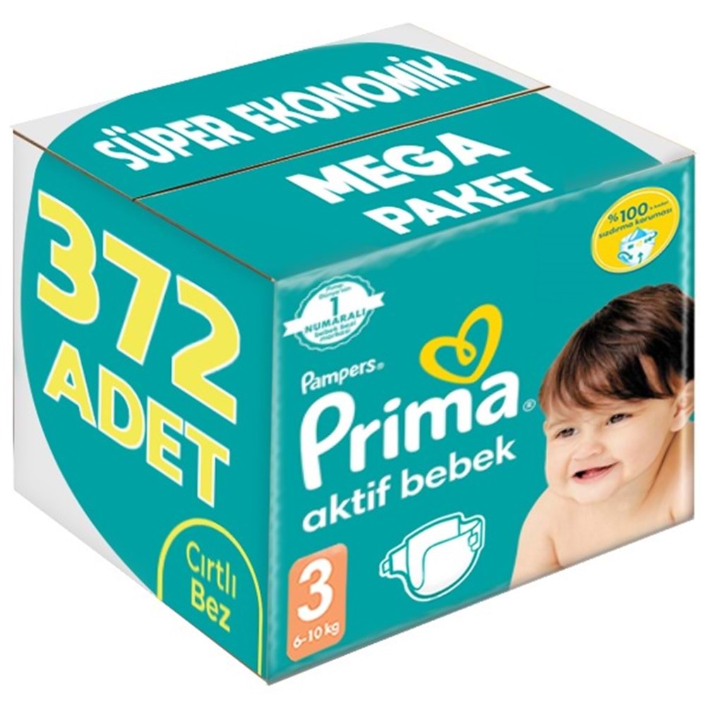 Prima Bebek Bezi 3 Beden 6-10 KG Midi 372 Adet Süper Ekonomik MeGa Pk