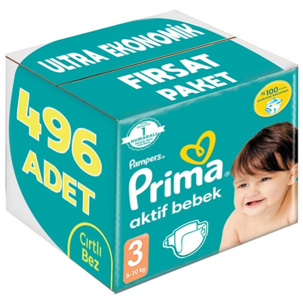 Prima Bebek Bezi 3 Beden 6-10 KG Midi 496 Adet Ultra Ekonomik Fırsat Pk