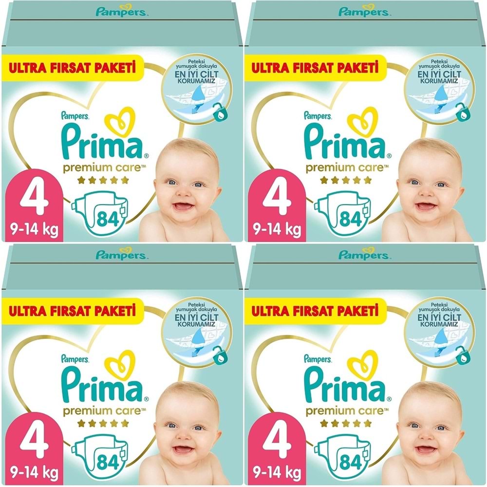 Prima Premium Care Bebek Bezi 4 Beden 9-14 Maxi 336 Adet Ultra Fırsat Pk