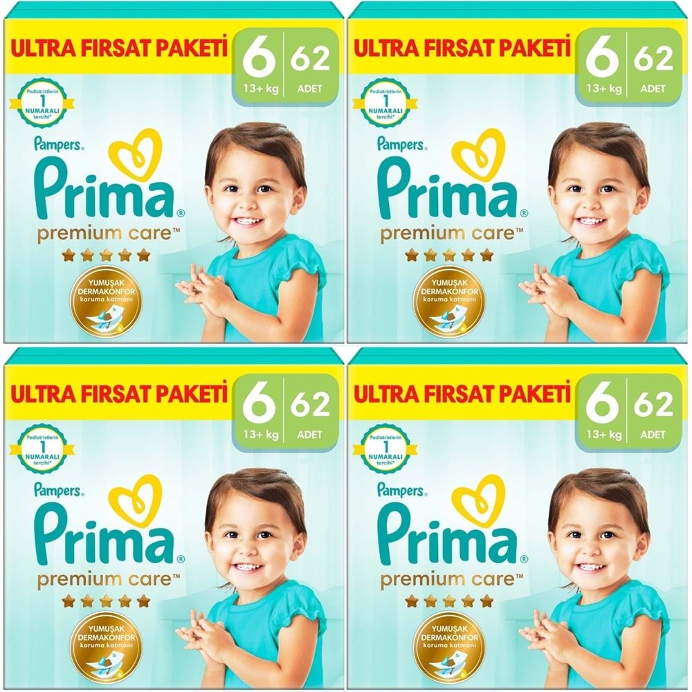 Prima Premium Care Bebek Bezi 6 Beden 13+ Extra Large 248 Adet Ultra Fırsat Pk