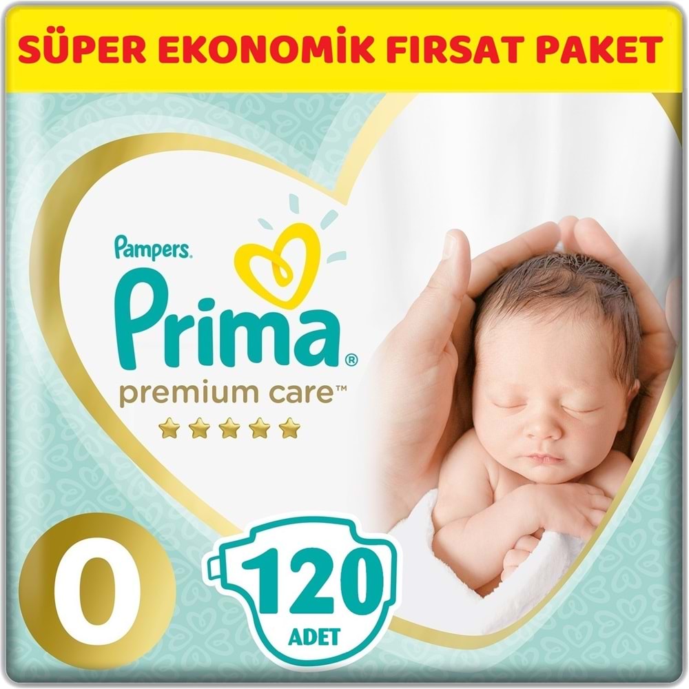 Prima Premium Care Bebek Bezi 0 Beden 1.5-2.5 KG Prematüre 120 Adet Süper Ekonomik Fırsat Pk+Mendil