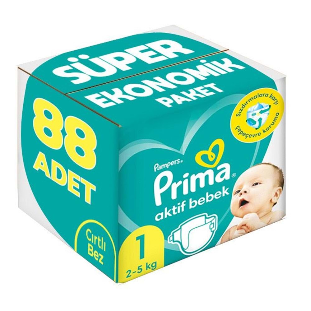 Prima Bebek Bezi Beden:1 (2-5Kg) Yeni Doğan 88 Adet Süper Ekonomik Pk