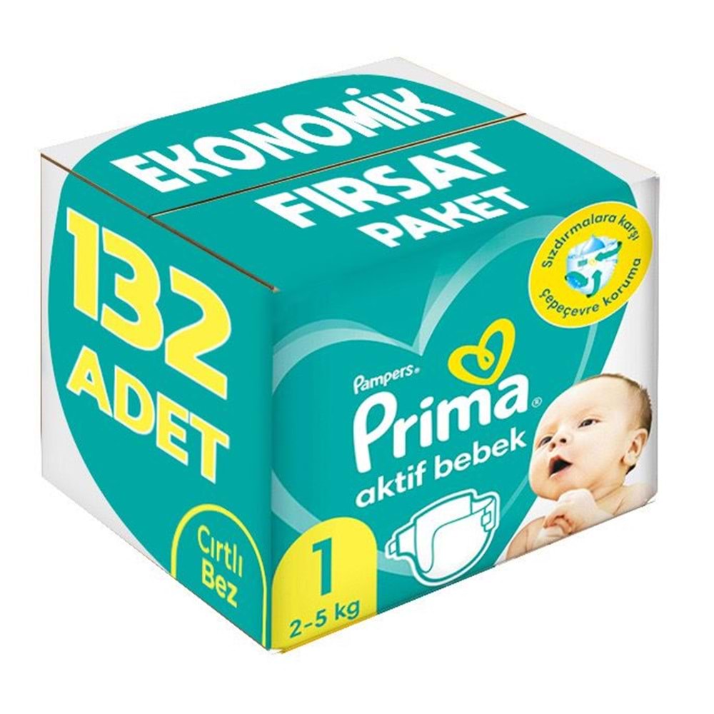 Prima Bebek Bezi Beden:1 (2-5Kg) Yeni Doğan 132 Adet Ekonomik Fırsat Pk