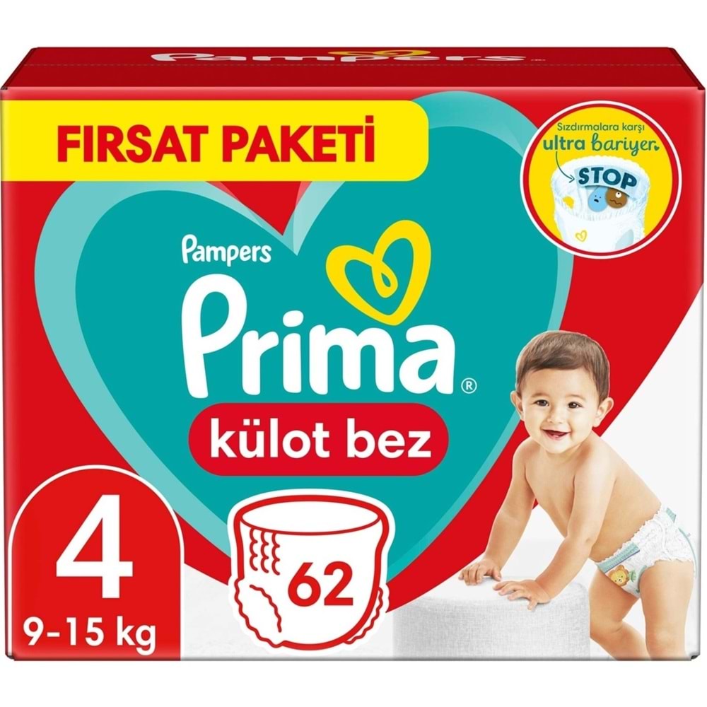 Prima Külot Bebek Bezi 4 Beden 9-15 KG Maxi 186 Adet Aylık Fırsat Pk