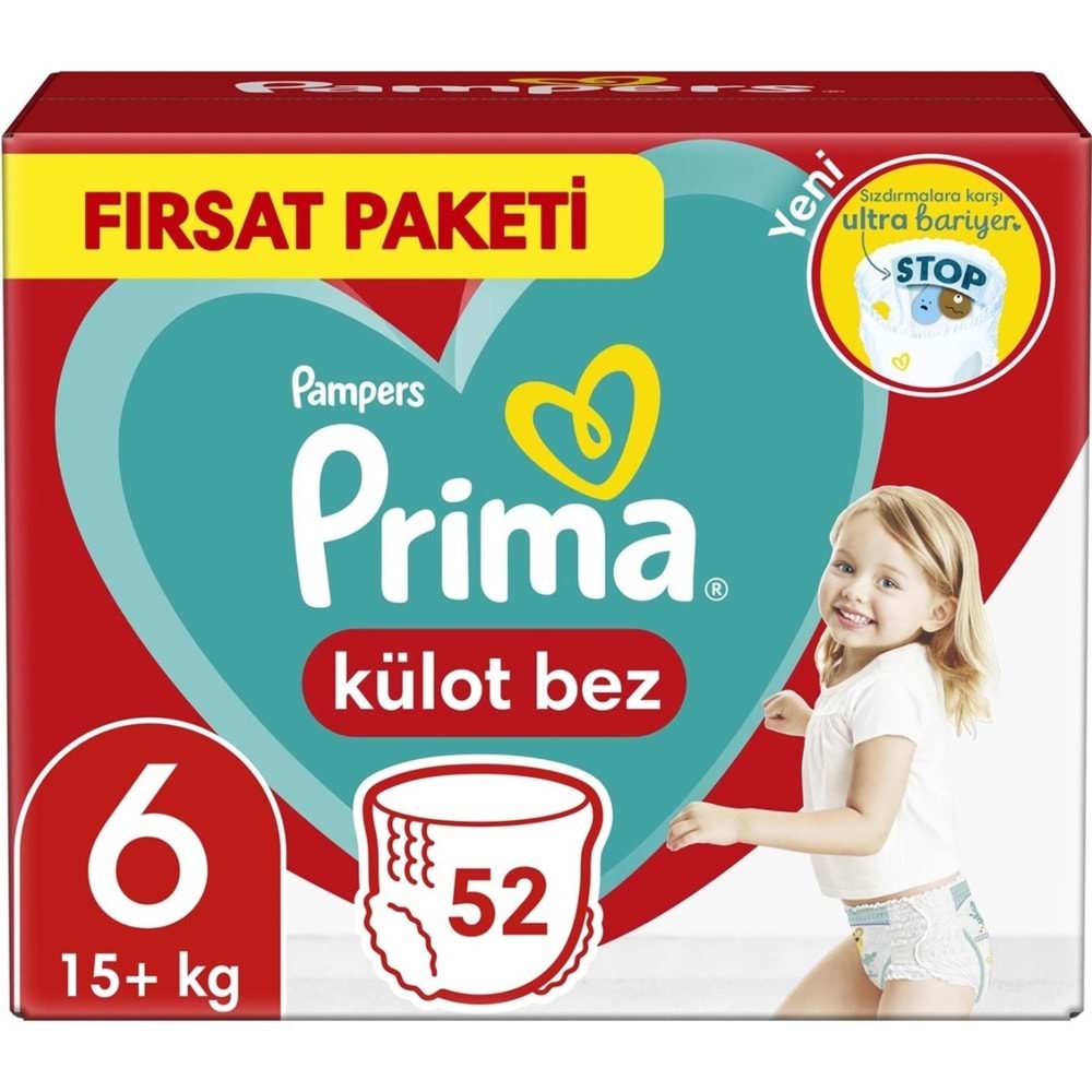 Prima Külot Bebek Bezi 6 Beden 15+ KG Extra Large 104 Adet Ekonomik Fırsat Pk