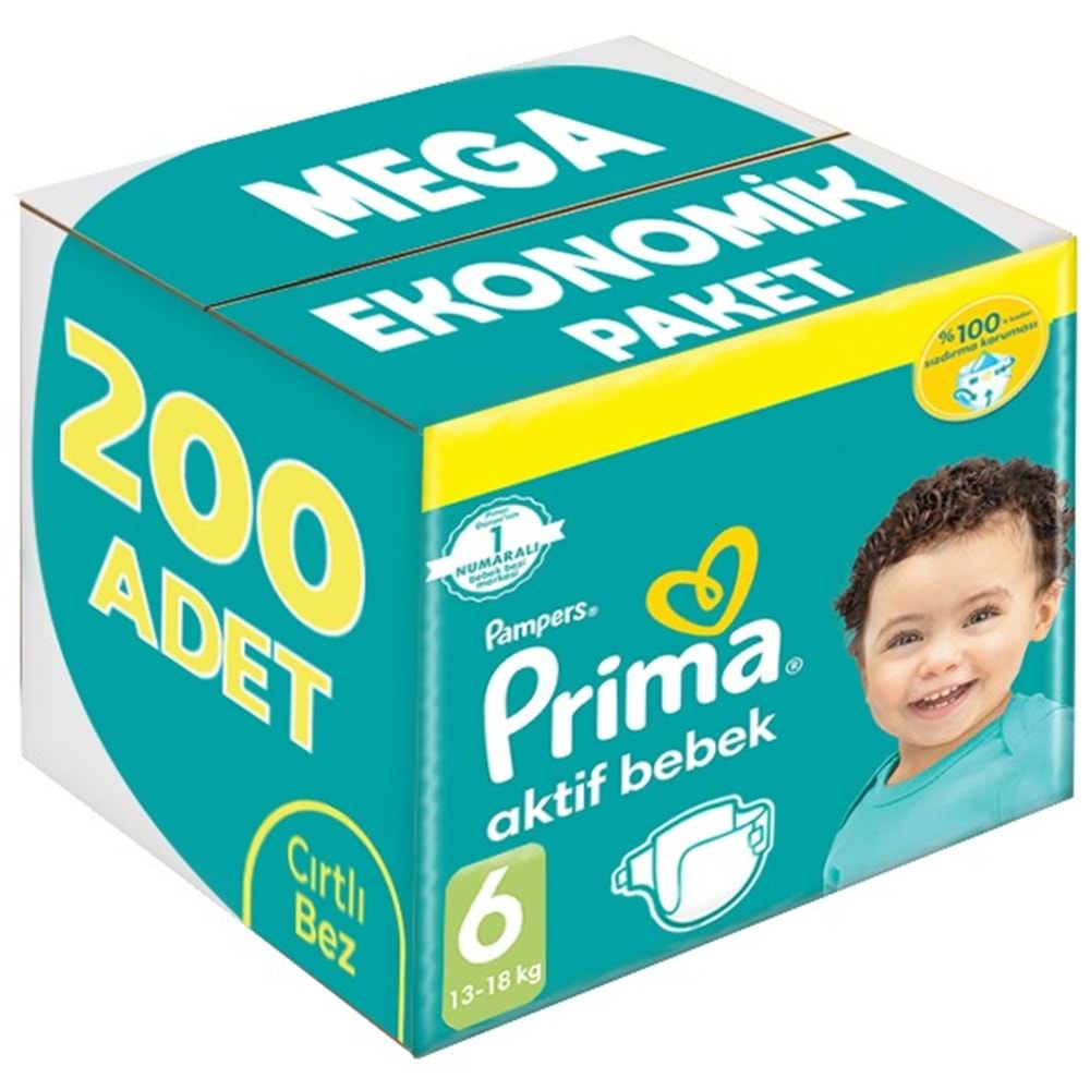 Prima Bebek Bezi 6 Beden 13-18 KG Extra Large 200 Adet MeGa Ekonomik Pk