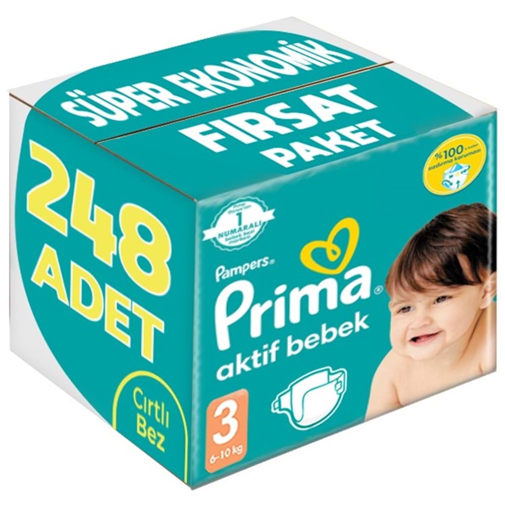 Prima Bebek Bezi 3 Beden 6-10 KG Midi 248 Adet Süper Ekonomik Fırsat Pk