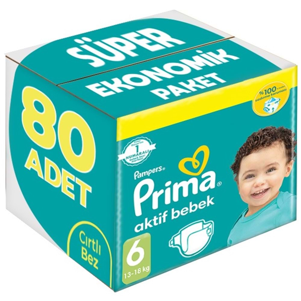 Prima Bebek Bezi 6 Beden 13-18 KG Extra Large 80 Adet Süper Ekonomik Pk