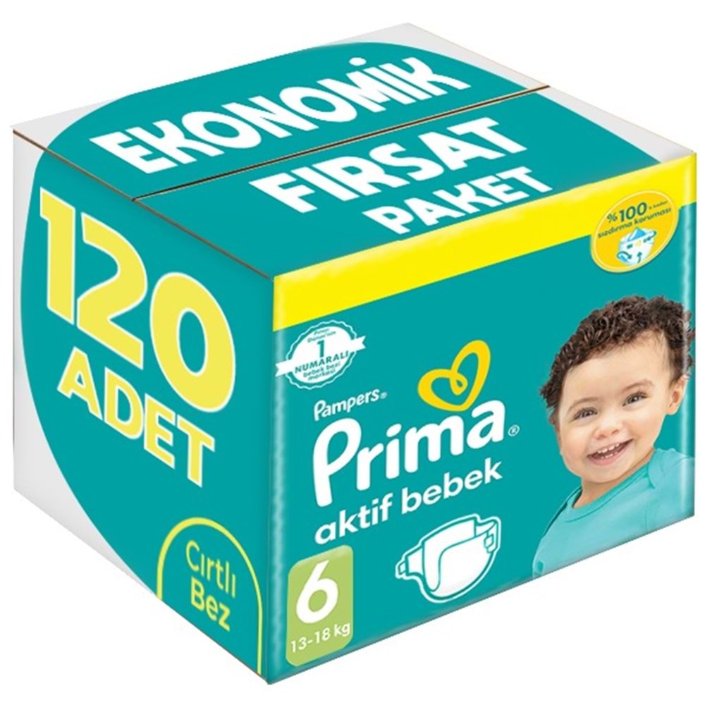 Prima Bebek Bezi 6 Beden 13-18 KG Extra Large 120 Adet Ekonomik Fırsat Pk