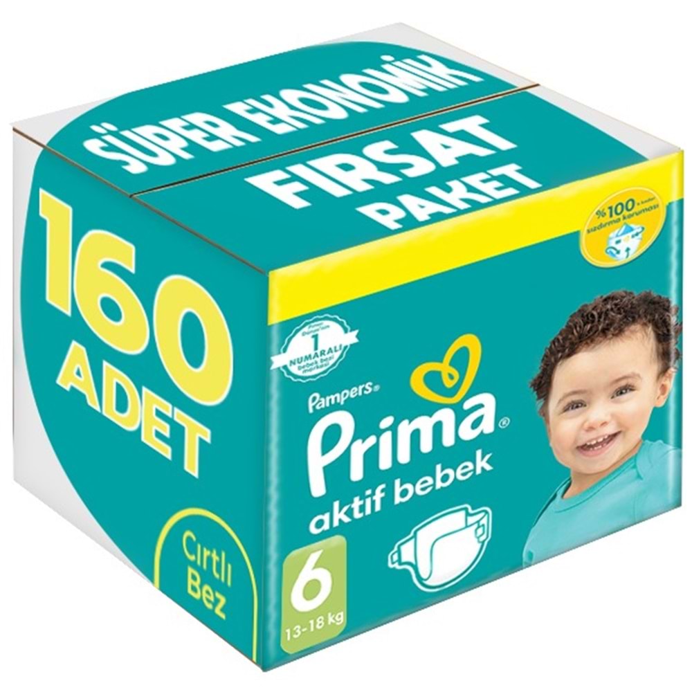 Prima Bebek Bezi 6 Beden 13-18 KG Extra Large 160 Adet Süper Ekonomik Fırsat Pk