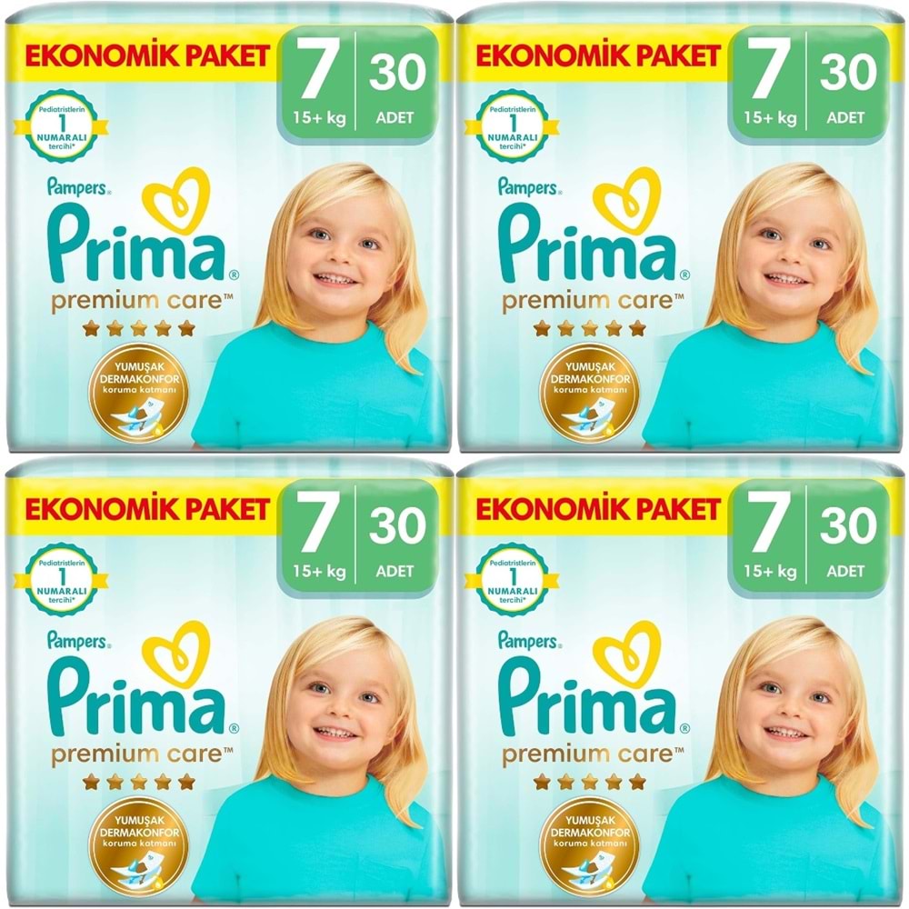 Prima Premium Care Bebek Bezi 7 Beden 15+ KG XXXLarge 120 Adet Süper Ekonomik Fırsat Pk