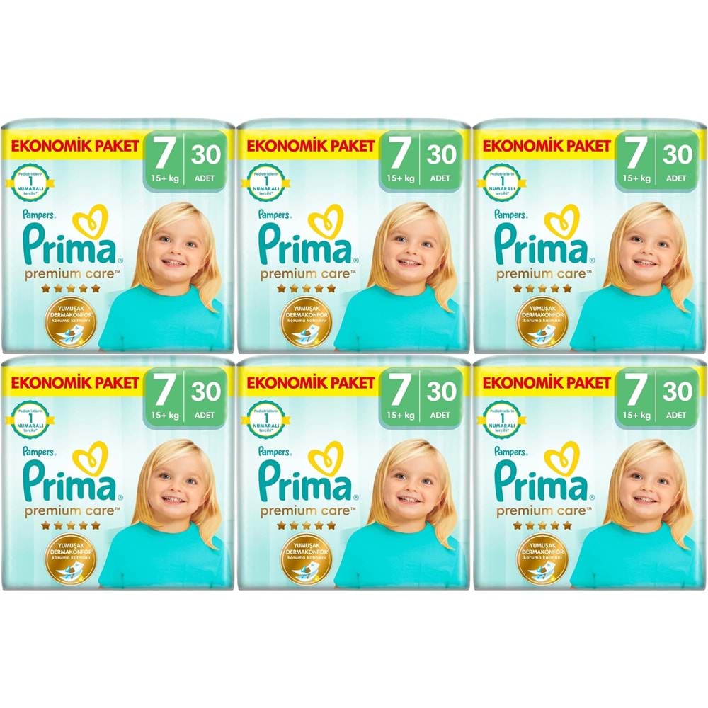 Prima Premium Care Bebek Bezi 7 Beden 15+ KG XXXLarge 180 Adet Süper Ekonomik MeGa Pk
