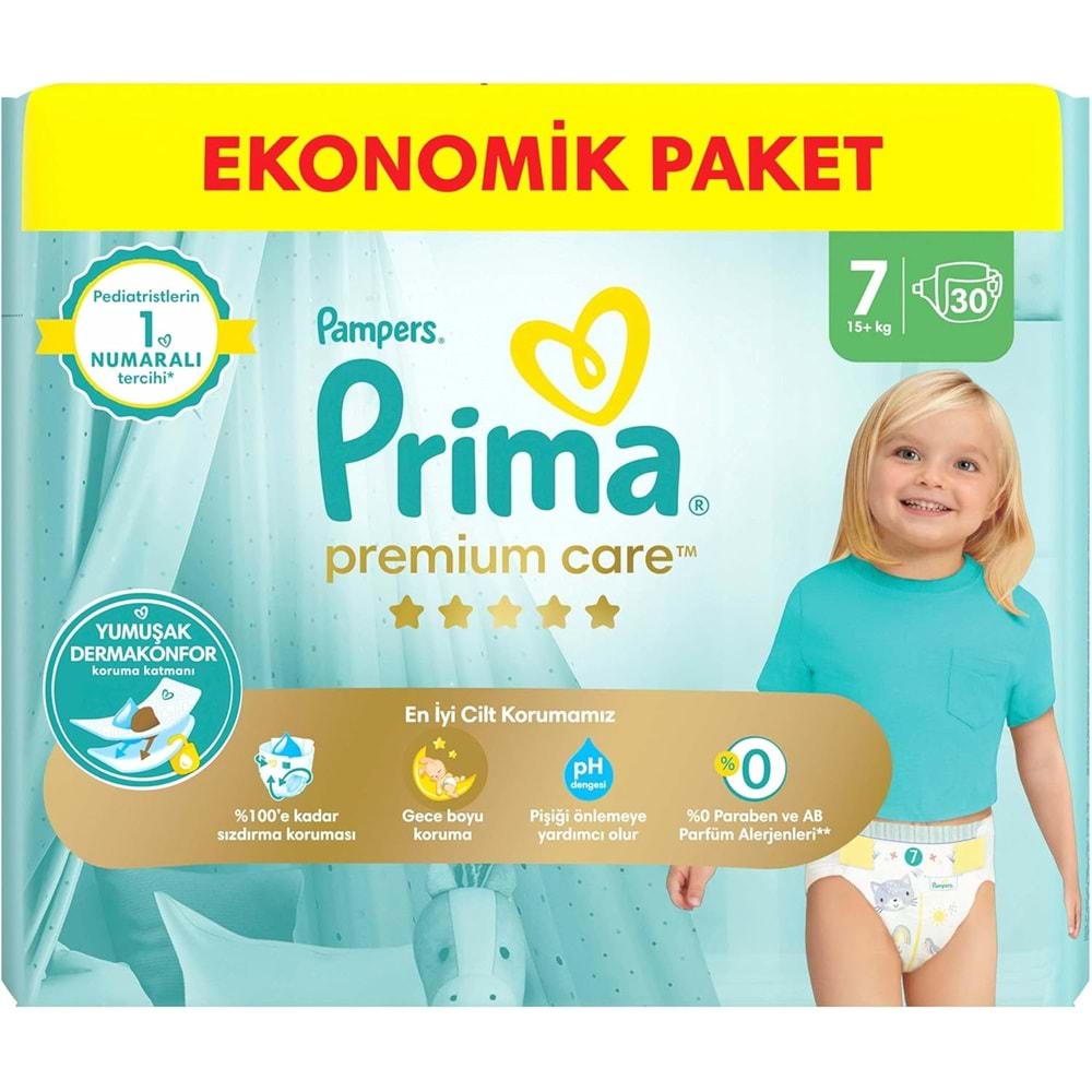 Prima Premium Care Bebek Bezi 7 Beden 15+ KG XXXLarge 180 Adet Süper Ekonomik MeGa Pk