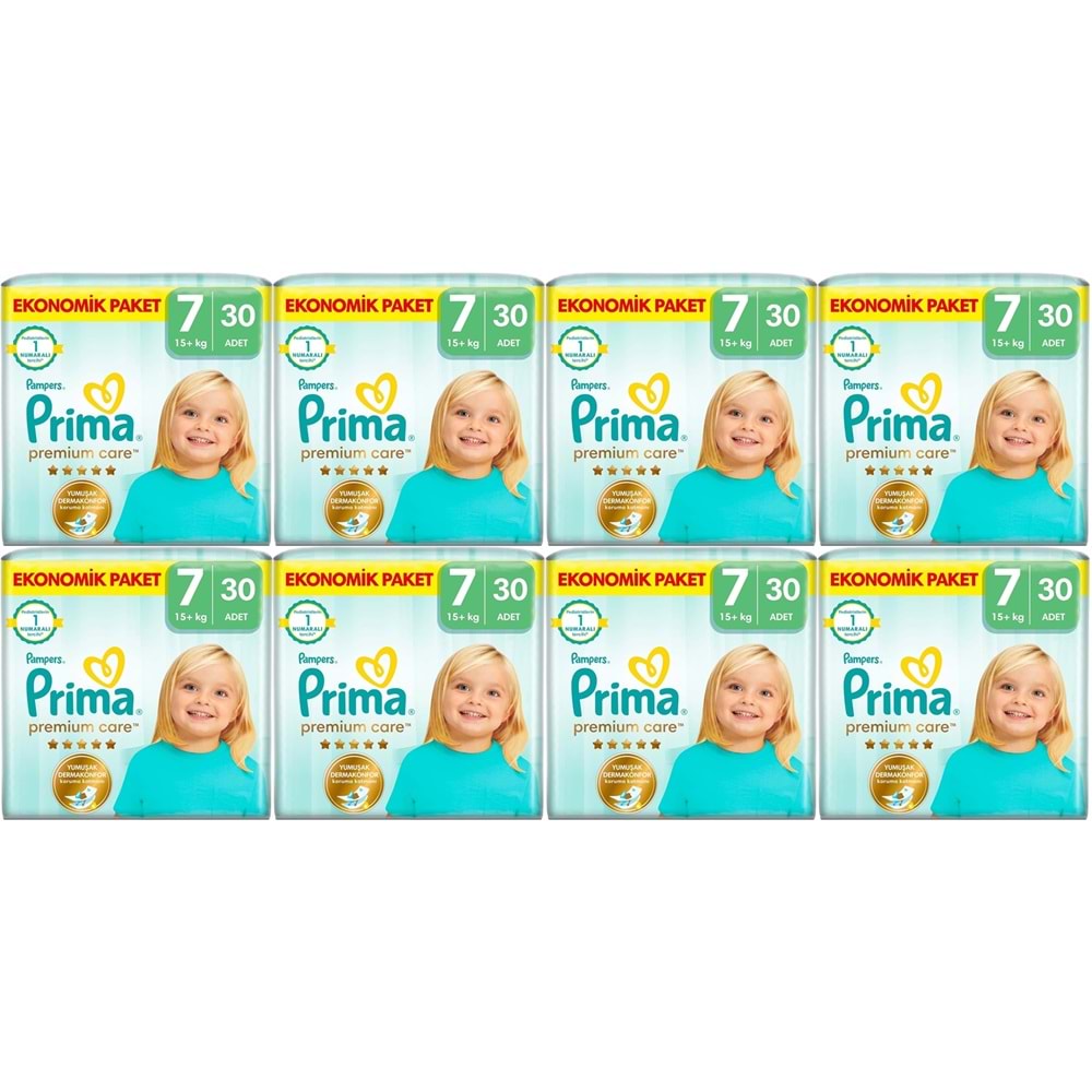 Prima Premium Care Bebek Bezi 7 Beden 15+ KG XXXLarge 240 Adet Ultra Ekonomik Fırsat Pk