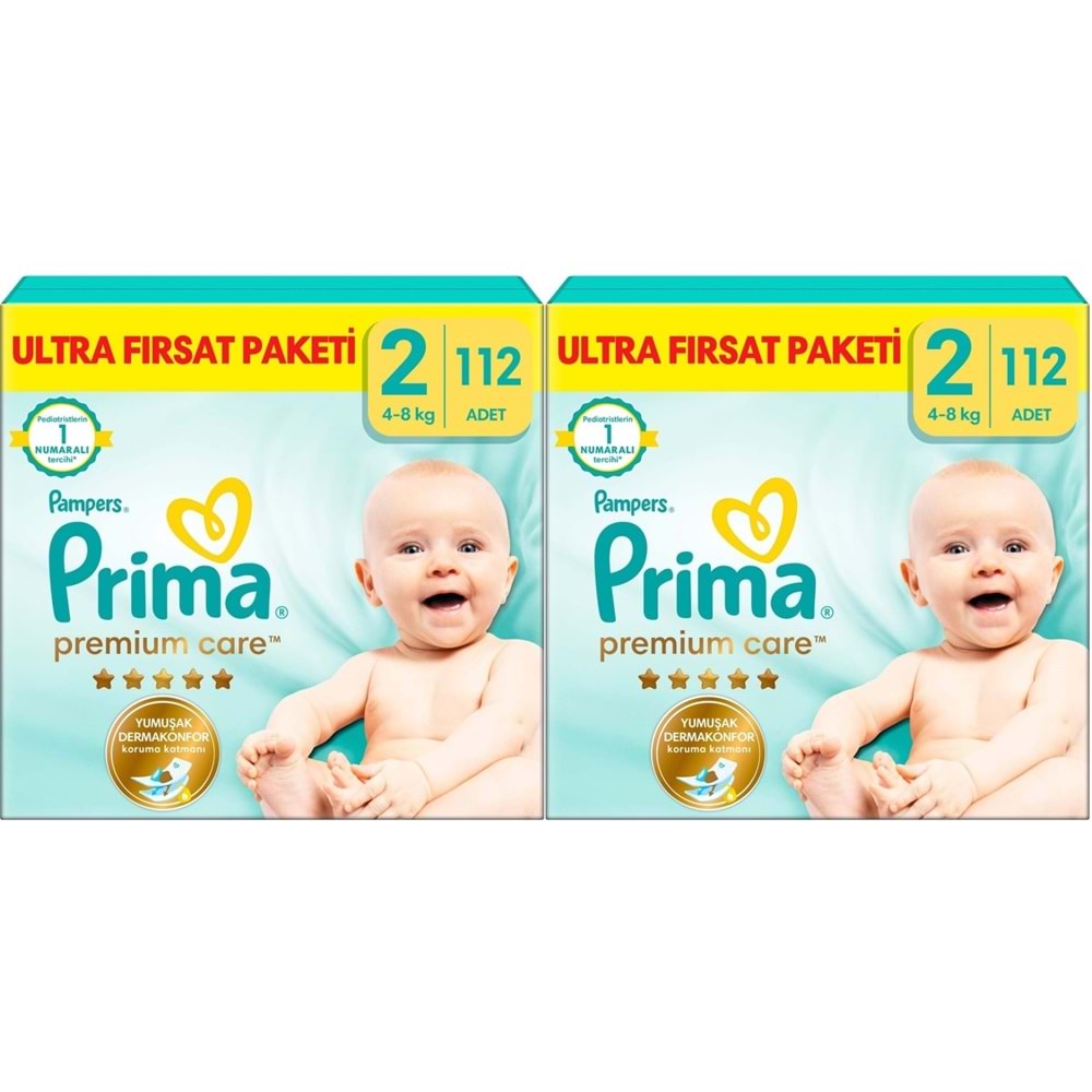 Prima Premium Care Bebek Bezi 2 Beden 4-8 KG Mini 224 Adet Ekonomik Ultra Fırsat Pk