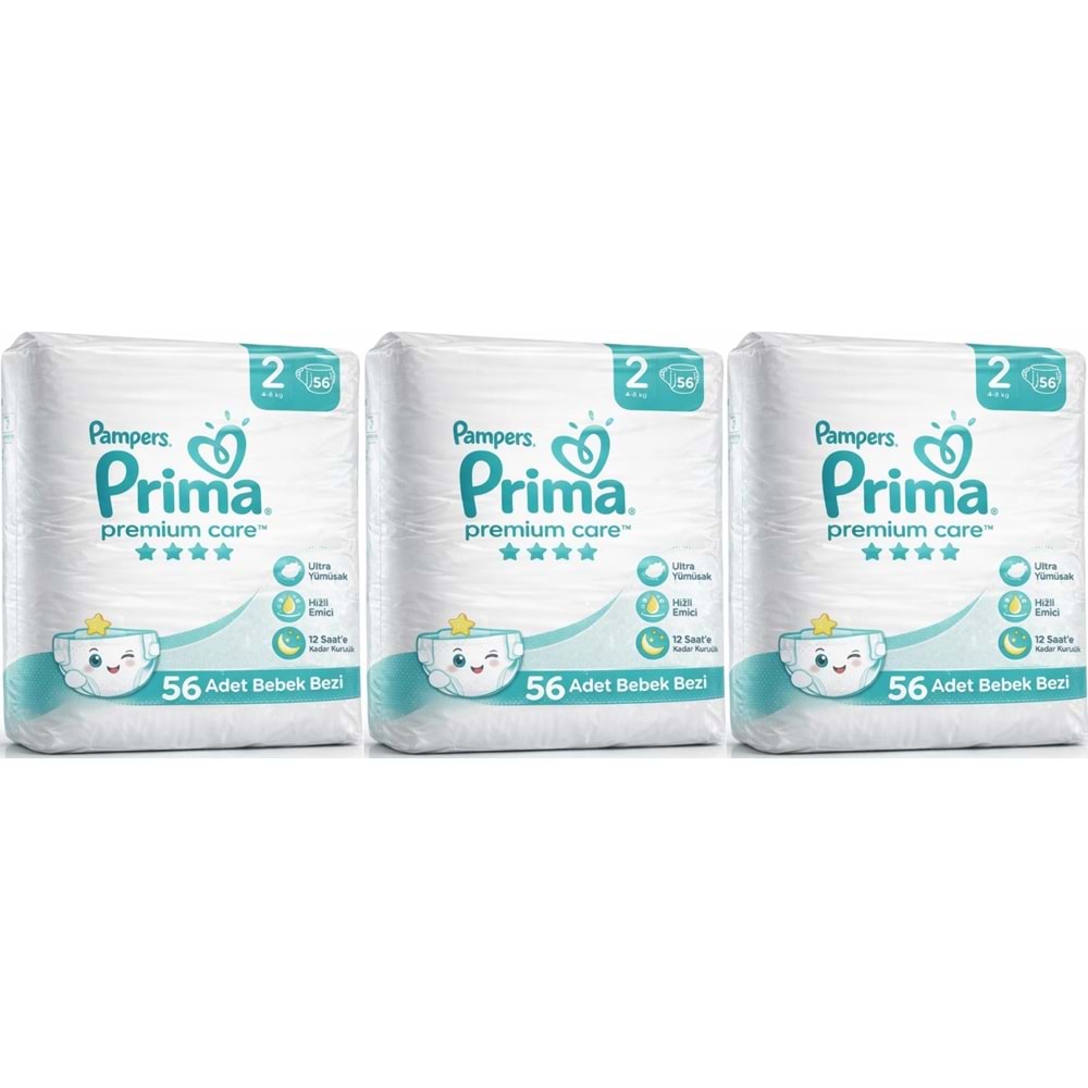 Prima Premium Care Bebek Bezi 2 Beden 4-8 KG Mini 168 Adet Aylık MeGa Pk