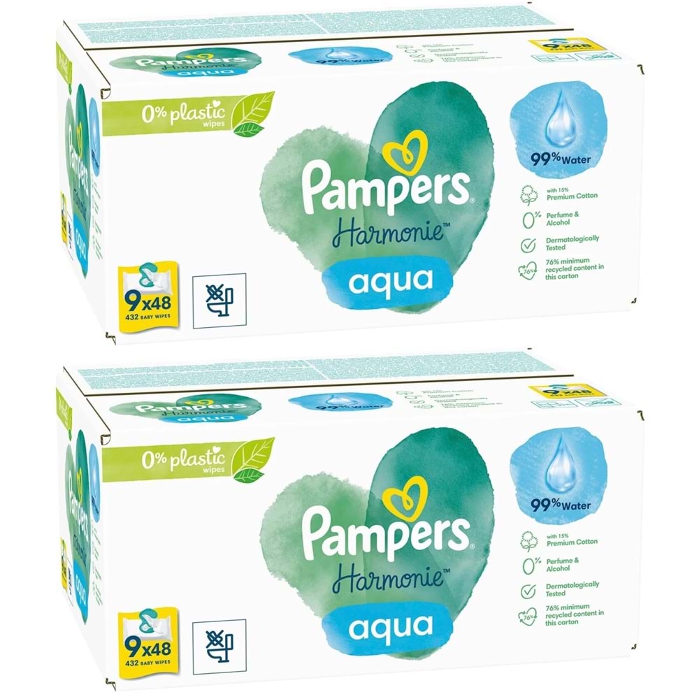 Prima Pampers Harmonie Islak Havlu Mendil Aqua Pure 48 Yaprak 18 Li Set (864 Yaprak) Organik Pamuk
