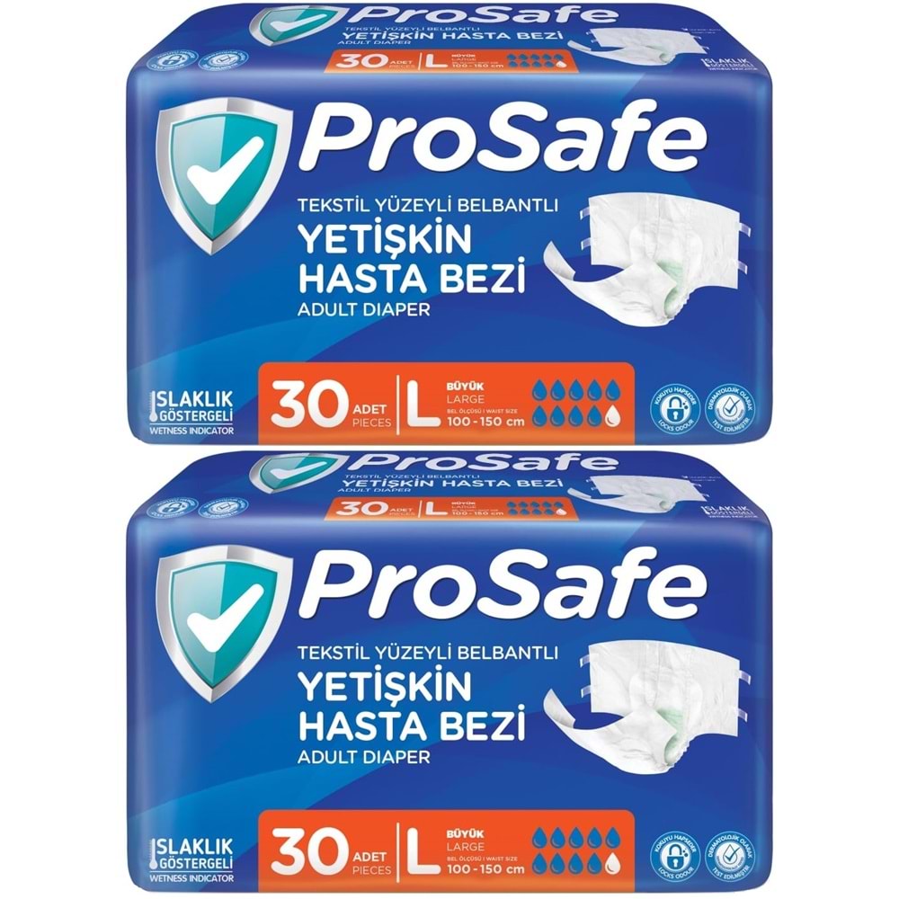 Prosafe Yetişkin Bezi Bel Bantlı Tekstil Yüzey L - Large - Büyük Boy 60 Adet