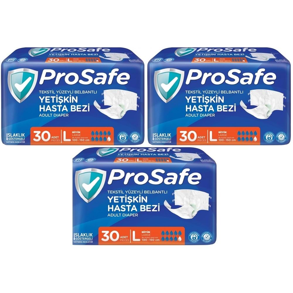Prosafe Yetişkin Bezi Bel Bantlı Tekstil Yüzey L - Large - Büyük Boy 90 Adet