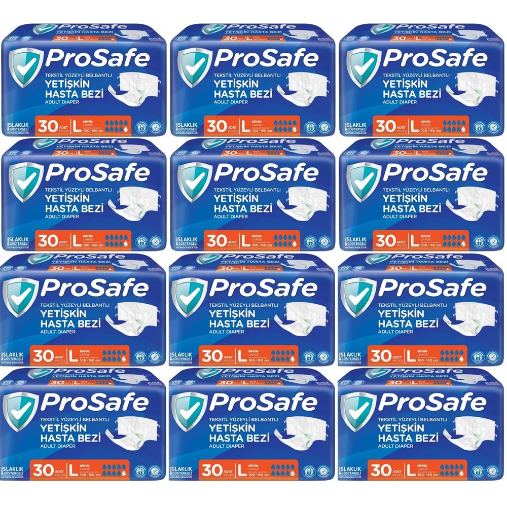 Prosafe Yetişkin Bezi Bel Bantlı Tekstil Yüzey L - Large - Büyük Boy 360 Adet