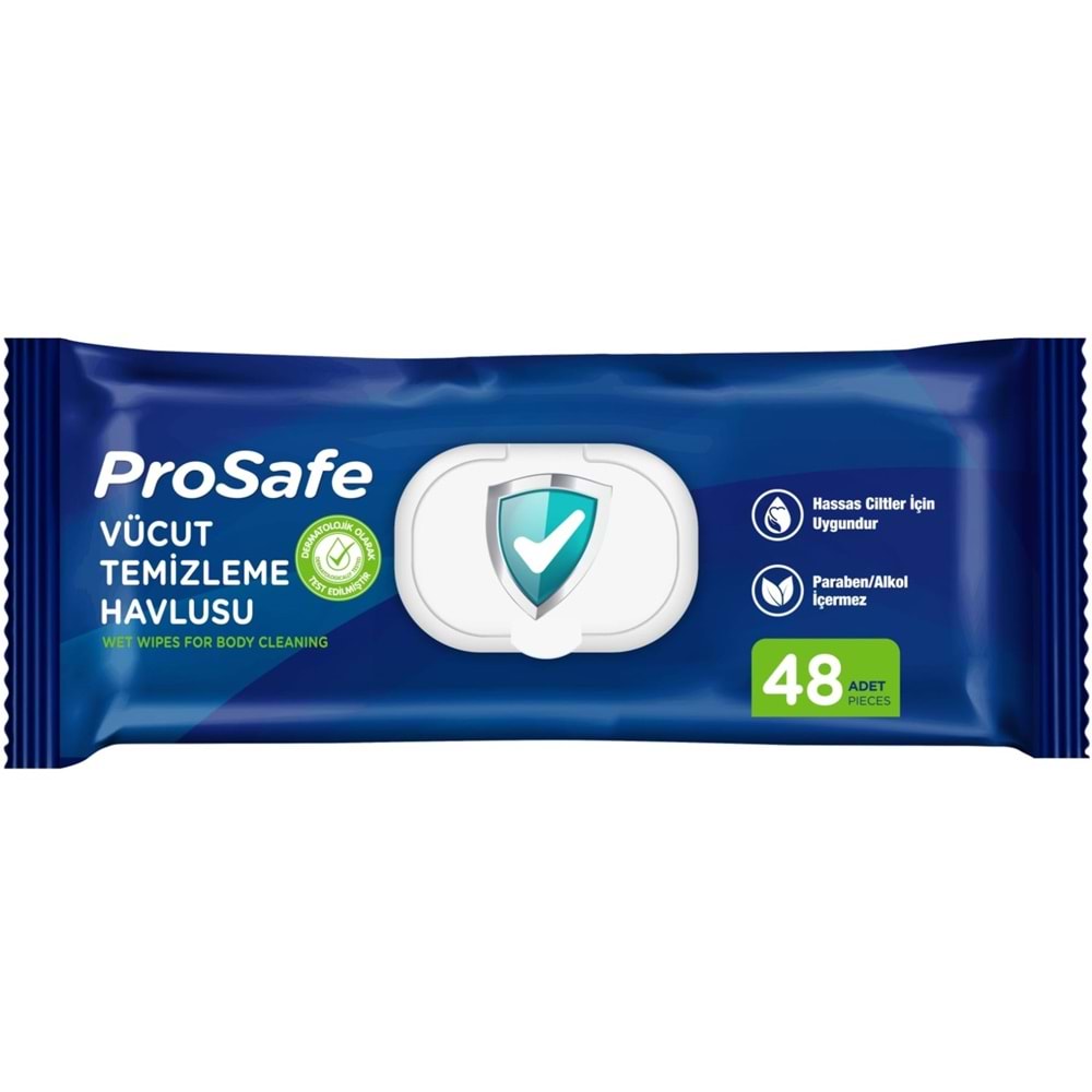 Prosafe Yetişkin Vücut Temizleme Islak Mendil Havlu 48 Yaprak XL (18 Li Set) Plastik Kapak