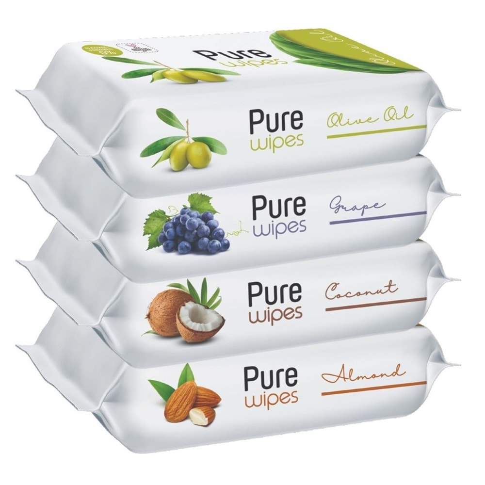 Pure Baby Wipes Islak Havlu Mendil 50 Yaprak 8 Li Set (400 Yaprak) (Meyveli)