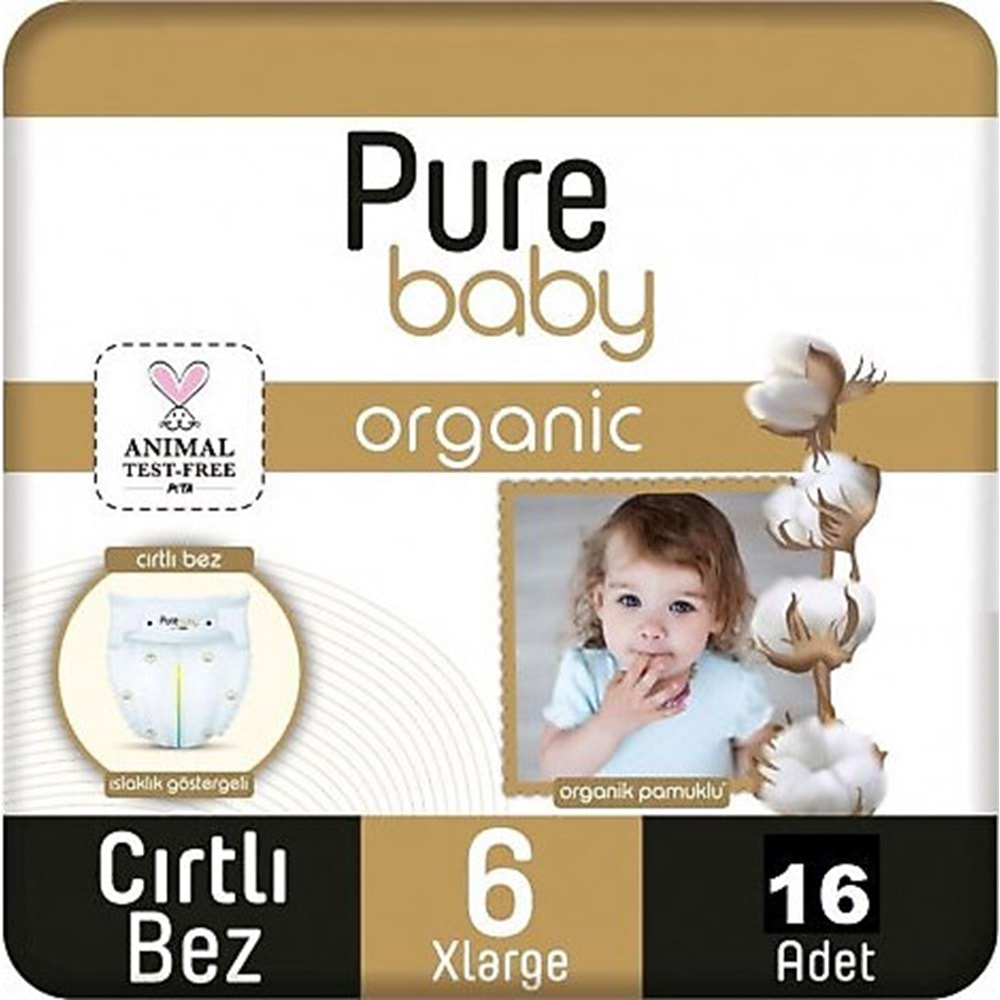 Pure Baby Organik Bebek Bezi 6 Beden 15-27 KG Extra Large 48 Adet Aylık Fırsat Pk