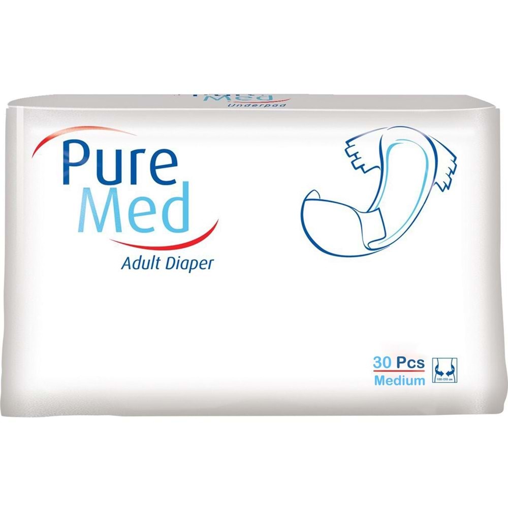 Puremed Yetişkin Bezi Bel Bantlı Tekstil Yüzey M - Orta - Medium 180 Adet (6PK*30)