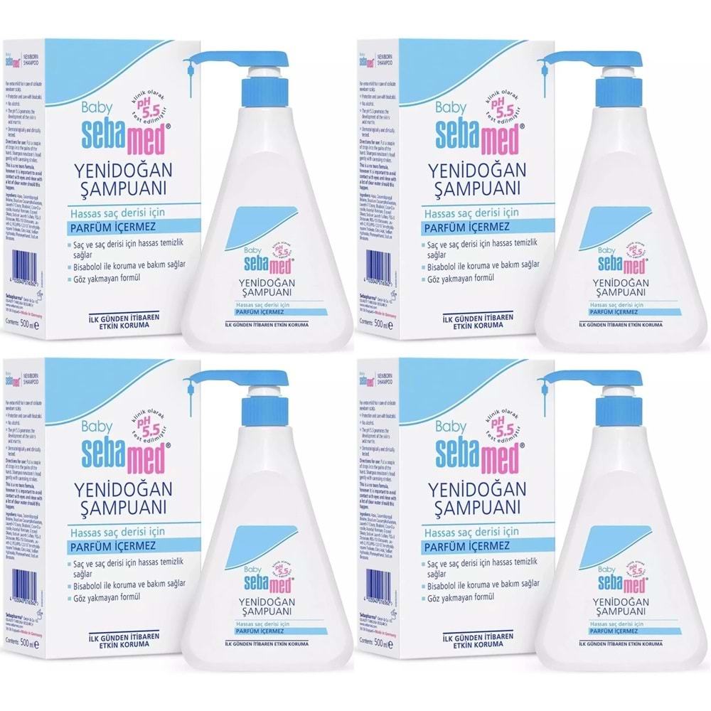 Sebamed Bebek Şampuanı 500ML Pompalı (Yenidoğanlar İçin) (4 Lü Set)