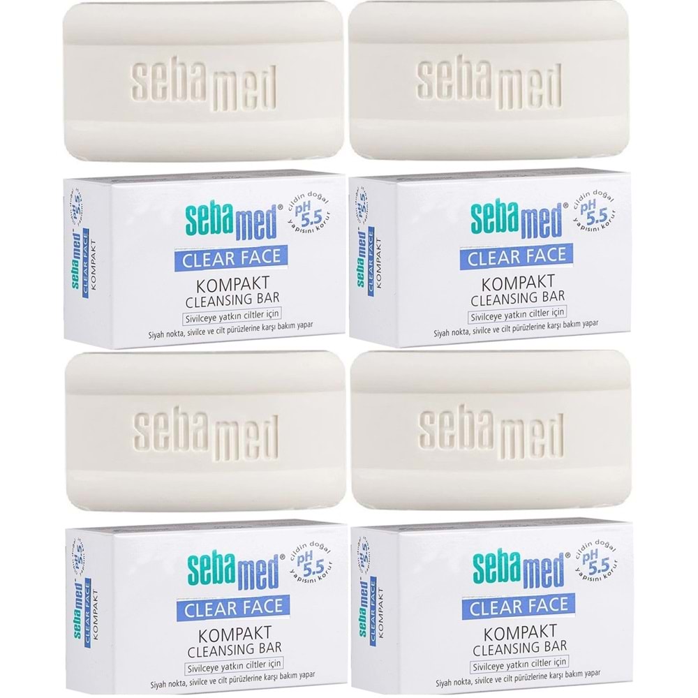 Sebamed Clear Face Kompakt Yüz Temizleme Barı Sabun Sivilceye Yatkın Cilt 100GR (4 Lü Set)
