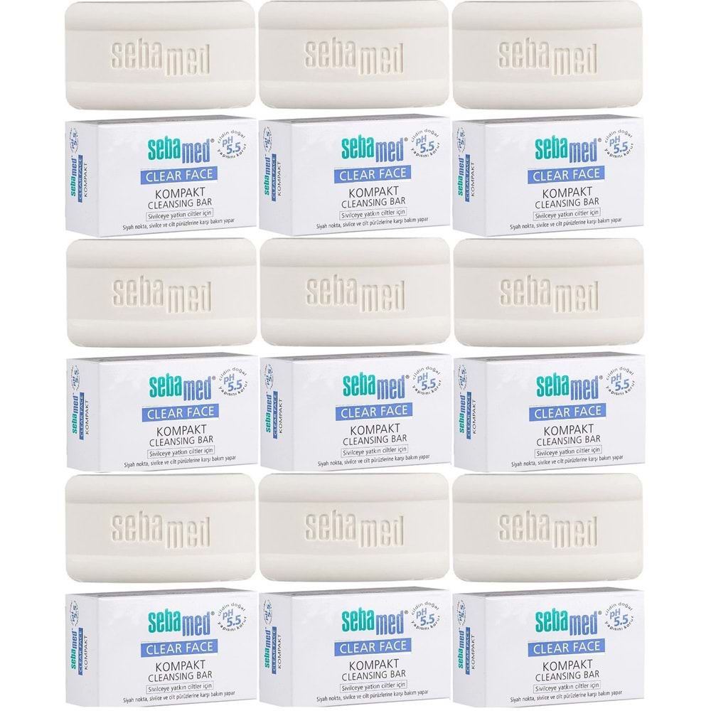 Sebamed Clear Face Kompakt Yüz Temizleme Barı Sabun Sivilceye Yatkın Cilt 100GR (9 Lu Set)