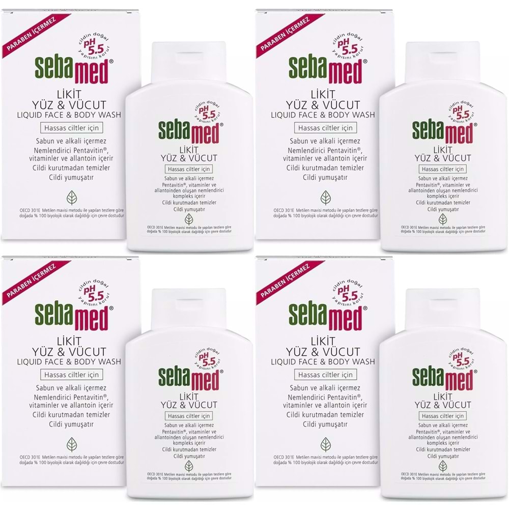 Sebamed Yüz ve Vücut Temizleyici Likit 200ML (4 Lü Set)