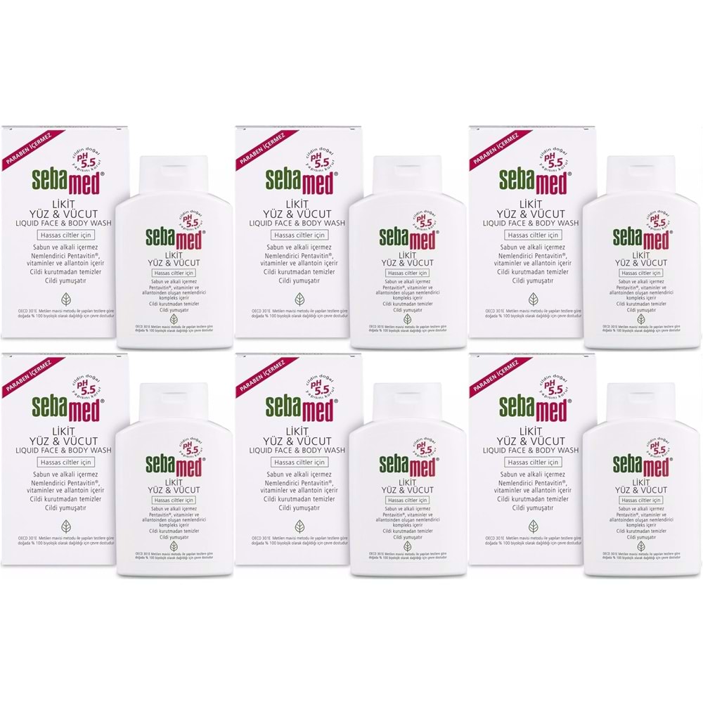 Sebamed Yüz ve Vücut Temizleyici Likit 200ML (6 Lı Set)