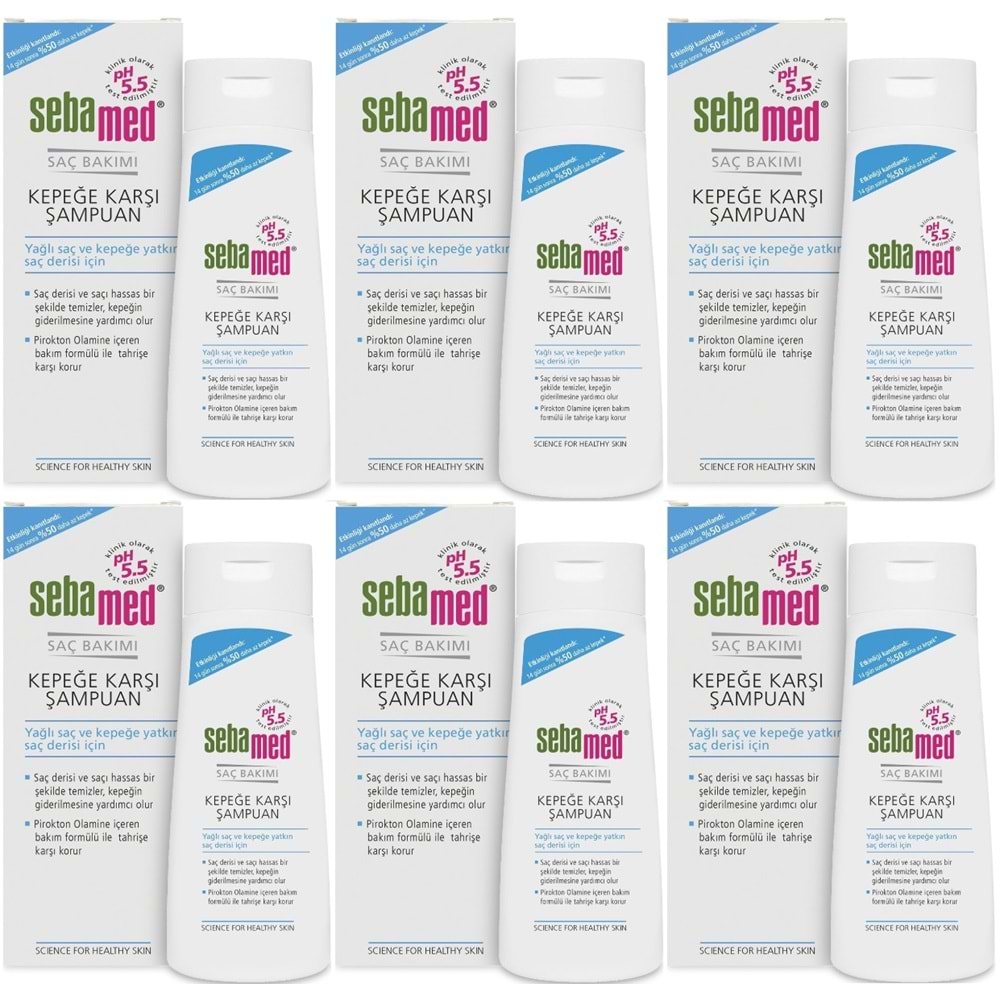 Sebamed Şampuan 200ML Kepeğe Karşı (Yağlı ve Kepeğe yatkın saç derisi İçin) (6 Lı Set)