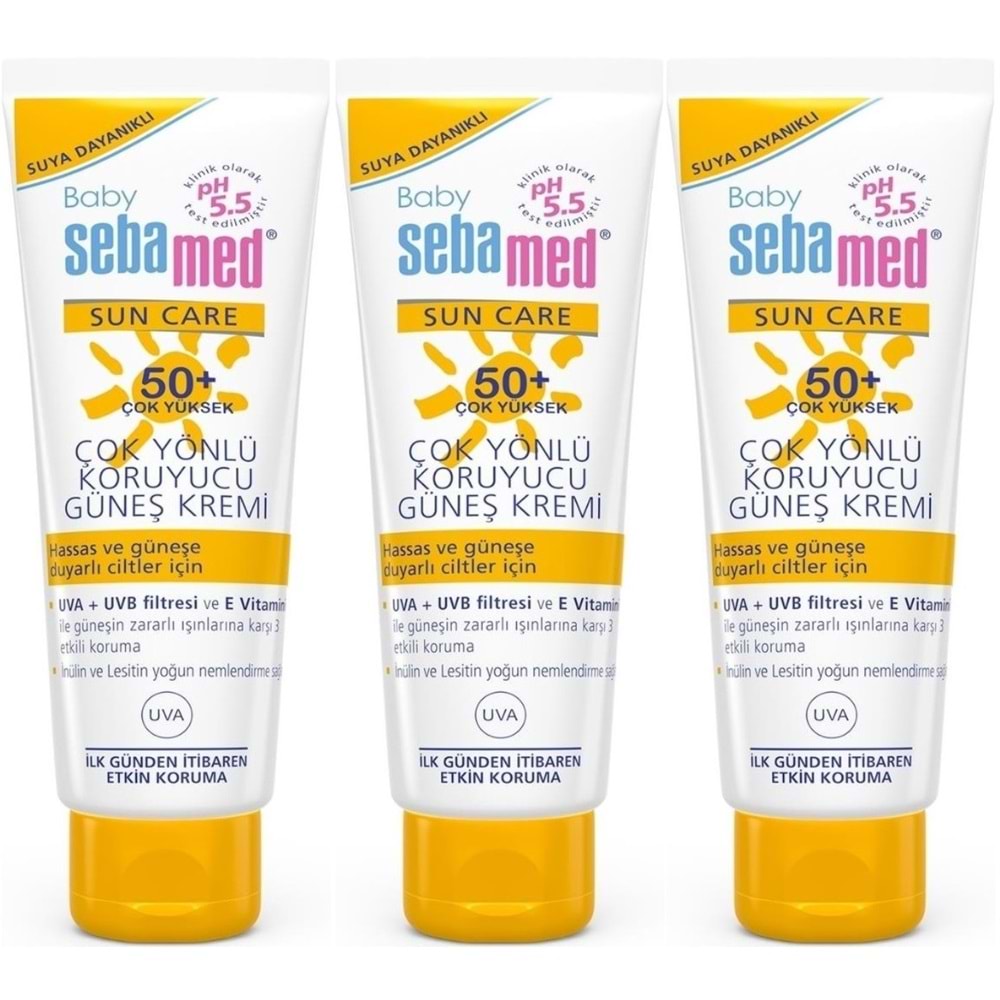 Sebamed Baby Sun Care Güneş Kremi 75ML 50+ Çok Yüksek Faktör Çoçuk (3 Lü Set)