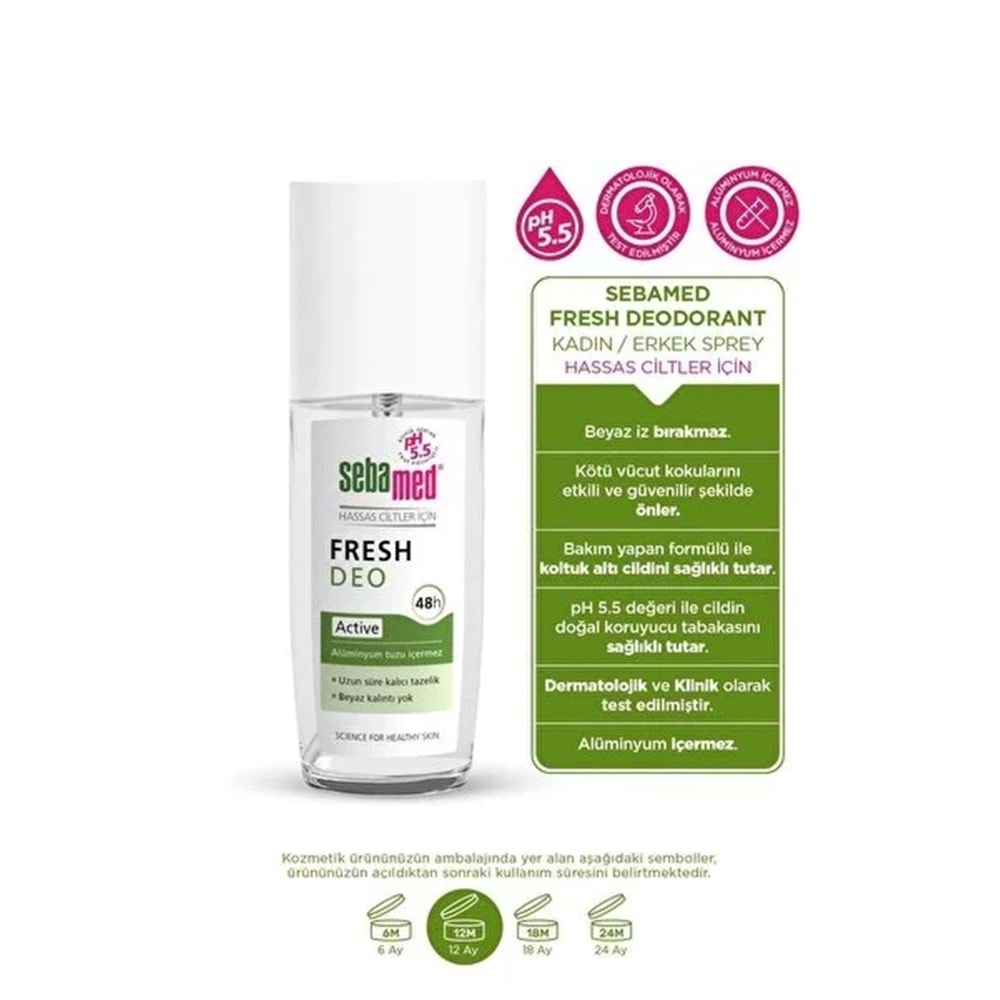 Sebamed Deodorant Sprey 75 ML Fresh Active (3 Lü Set)