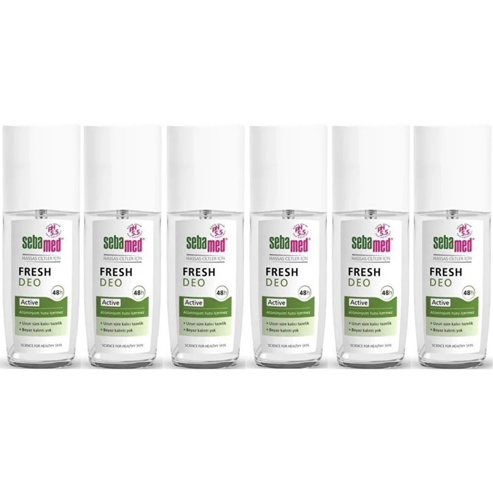 Sebamed Deodorant Sprey 75 ML Fresh Active (6 Lı Set)