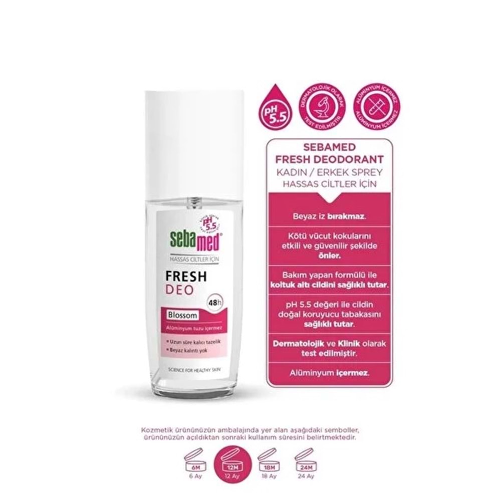Sebamed Deodorant Sprey 75 ML Fresh Blossom (4 Lü Set)