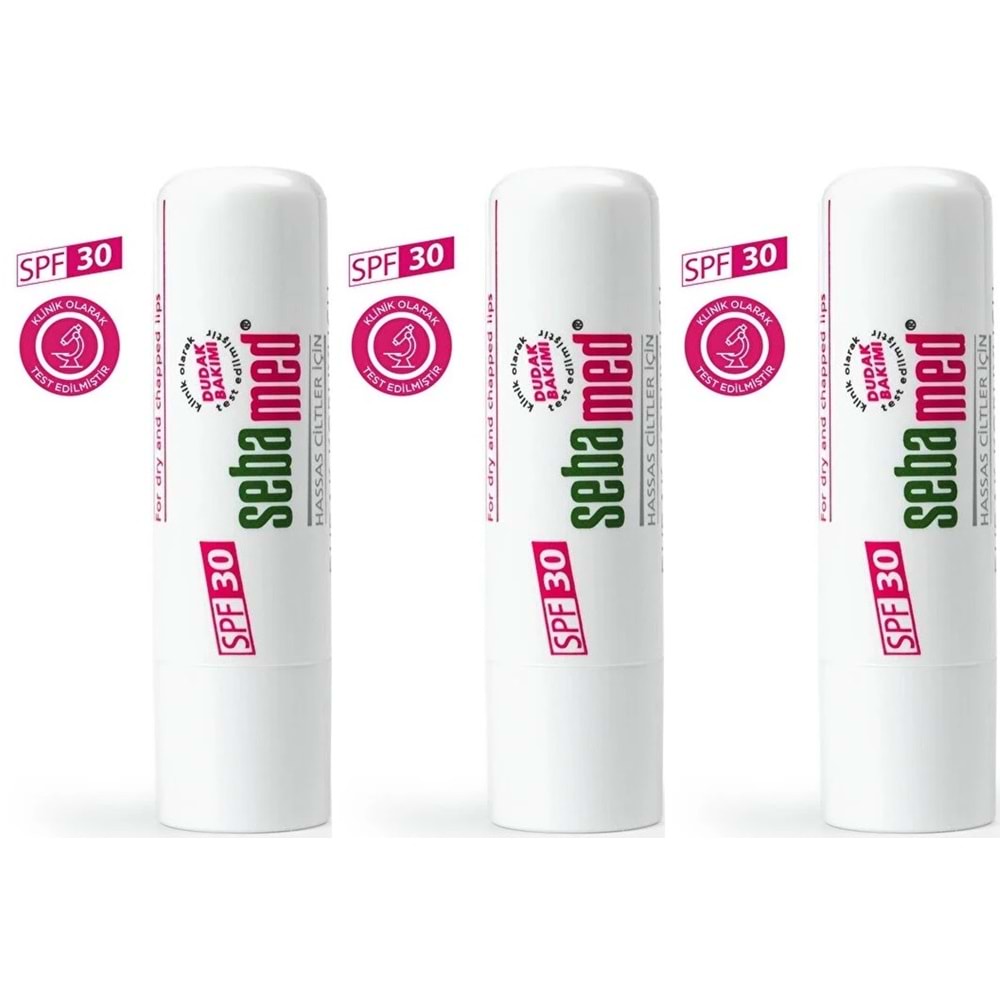 Sebamed Dudak Koruyucu Bakım Kremi Stick 30 SPF 4.8GR (Çatlamış ve Hassas Nemlendiricili) (3 Lü Set)