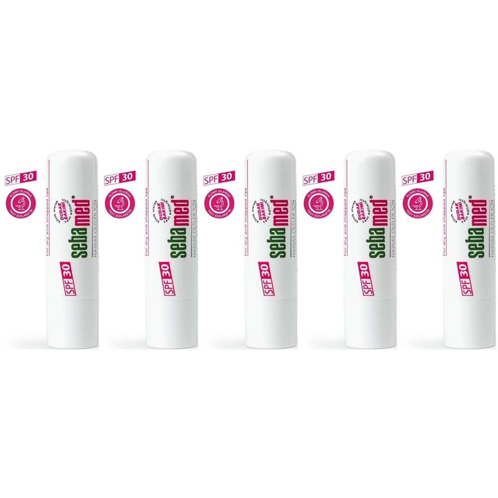 Sebamed Dudak Koruyucu Bakım Kremi Stick 30 SPF 4.8GR (Çatlamış ve Hassas Nemlendiricili) (5 Li Set)