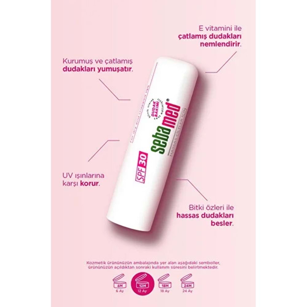 Sebamed Dudak Koruyucu Bakım Kremi Stick 30 SPF 4.8GR (Çatlamış ve Hassas Nemlendiricili) (6 Lı Set)