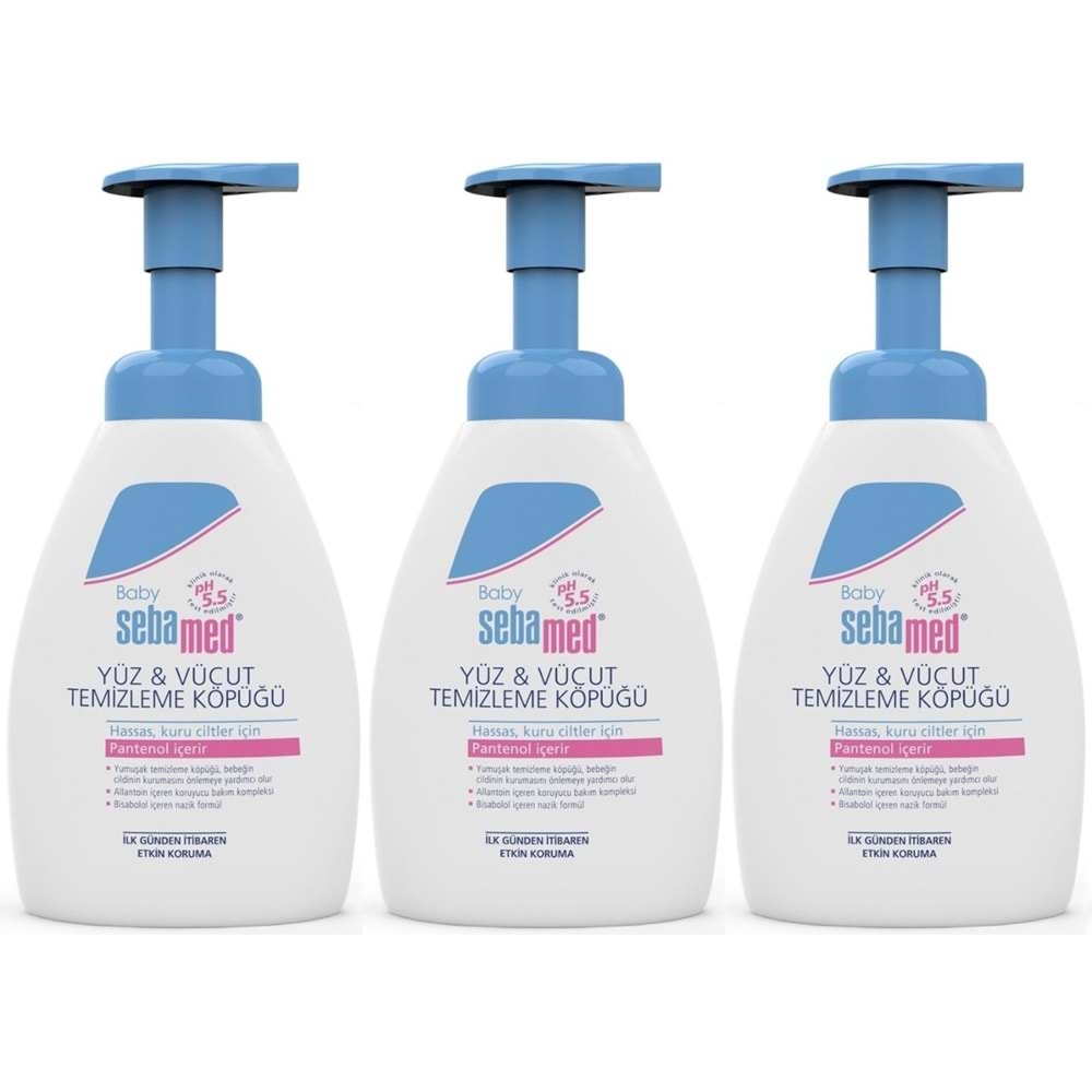 Sebamed Bebek Şampuanı Yüz ve Vücut Köpüğü 400ML (pH 5.5 Yenidoğan Hassas Cilt) (3 Lü Set)