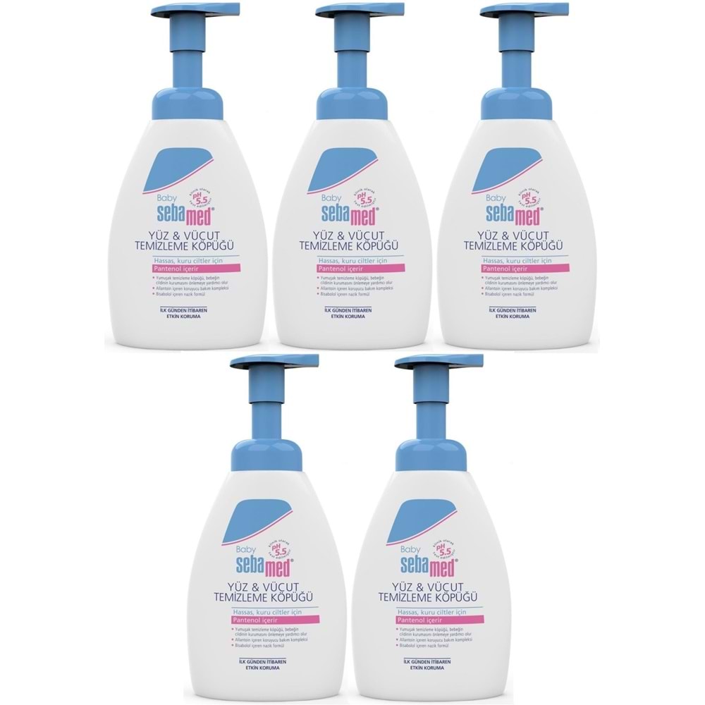 Sebamed Bebek Şampuanı Yüz ve Vücut Köpüğü 400ML (pH 5.5 Yenidoğan Hassas Cilt) (5 Li Set)