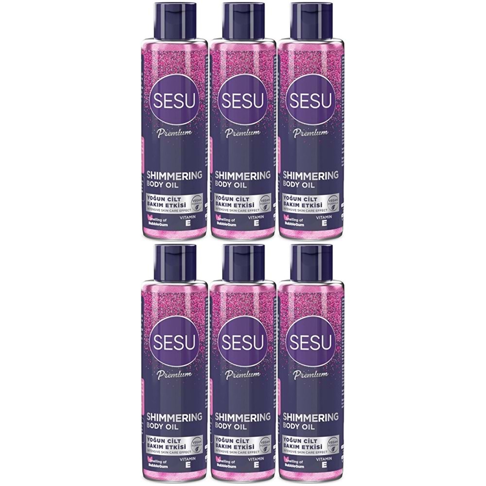 Sesu Simli Cilt Bakım Yağı 150ML (Shımmering Body Oıl) (6 Lı Set)