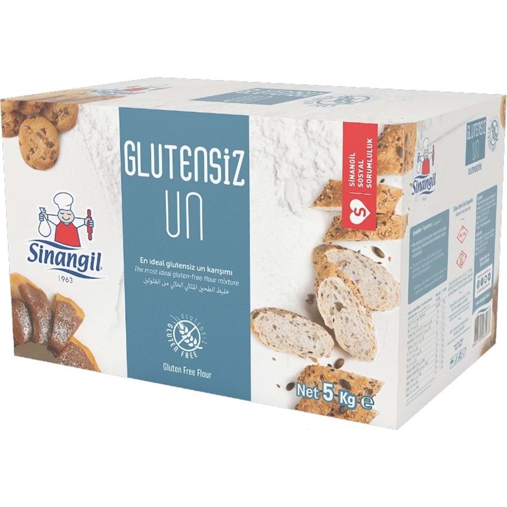 Sinangil Glutensiz Un 25KG (25000GR) Kutu Çölyak Diyetine Uygun (5PK*5KG)