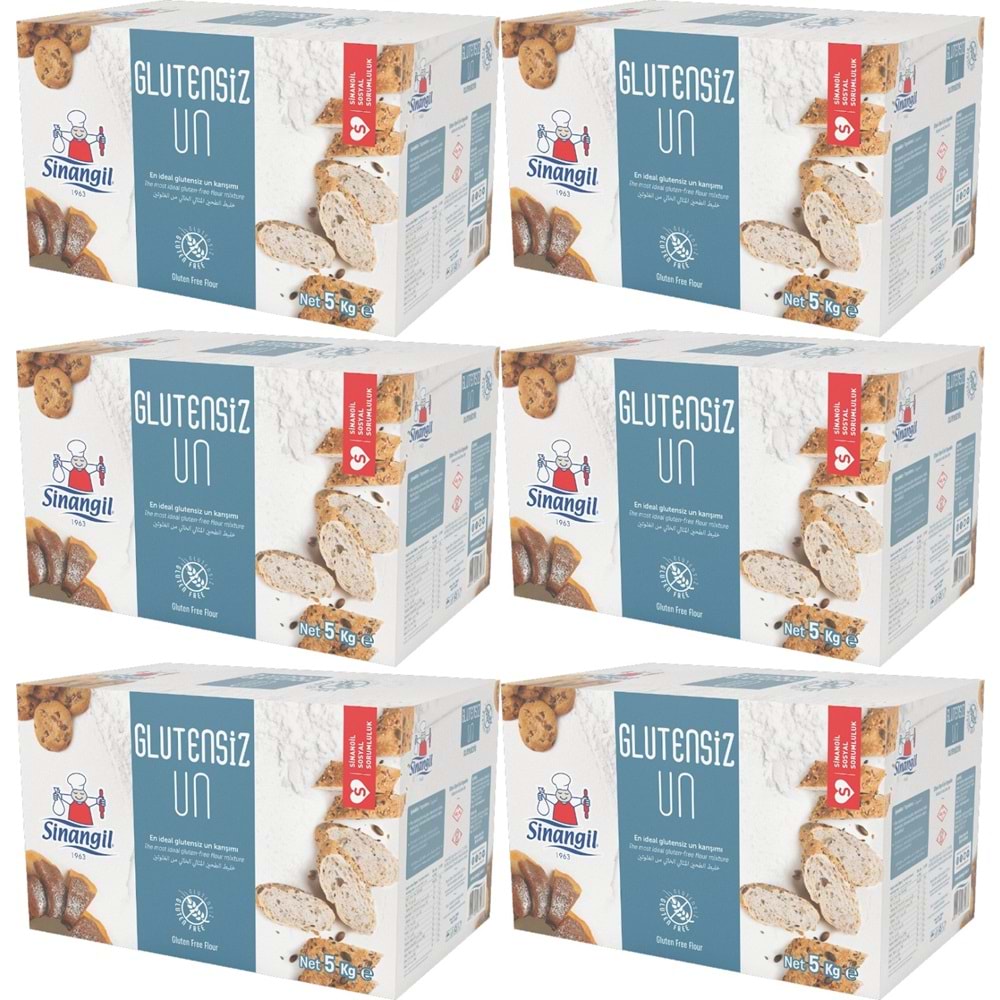 Sinangil Glutensiz Un 30KG (30000GR) Kutu Çölyak Diyetine Uygun (6PK*5KG)
