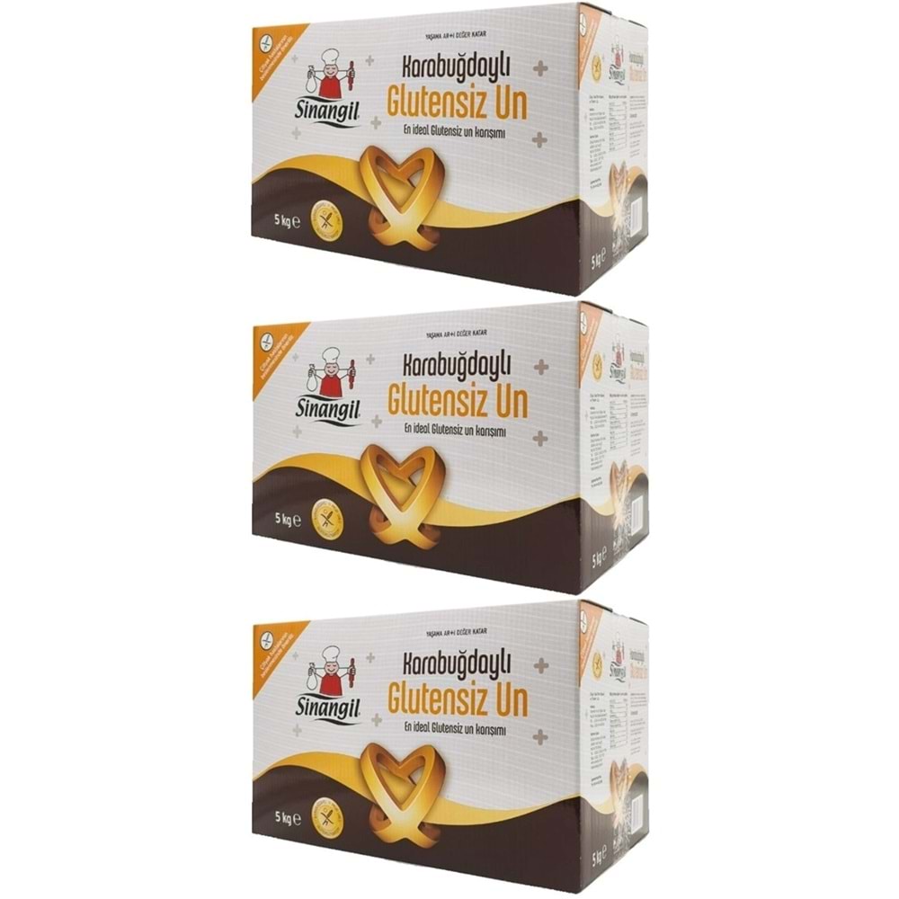 Sinangil Glutensiz Un 15KG (15000GR) Kutu Karabuğdaylı (3PK*5Kg)