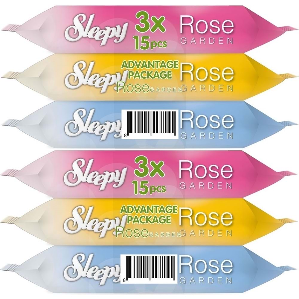 Sleepy Islak Havlu Cep Mendil 15 Yaprak (6 Lı Set) Rose/Garden (2PK*3) 90 Yaprak