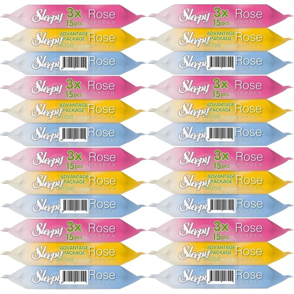 Sleepy Islak Havlu Cep Mendil 15 Yaprak (24 Lü Set) Rose/Garden (8PK*3) 360 Yaprak